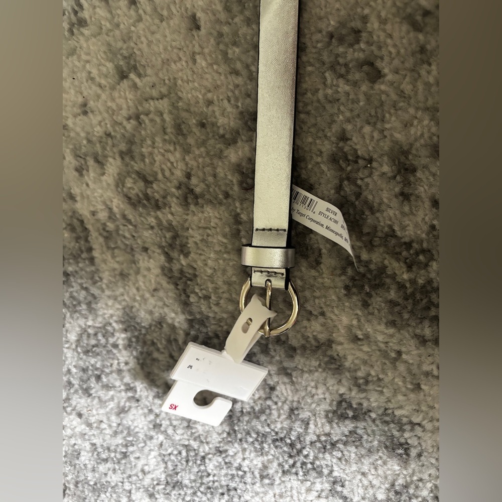 A New Day Metallic Silver Skinny Belt Size: XS